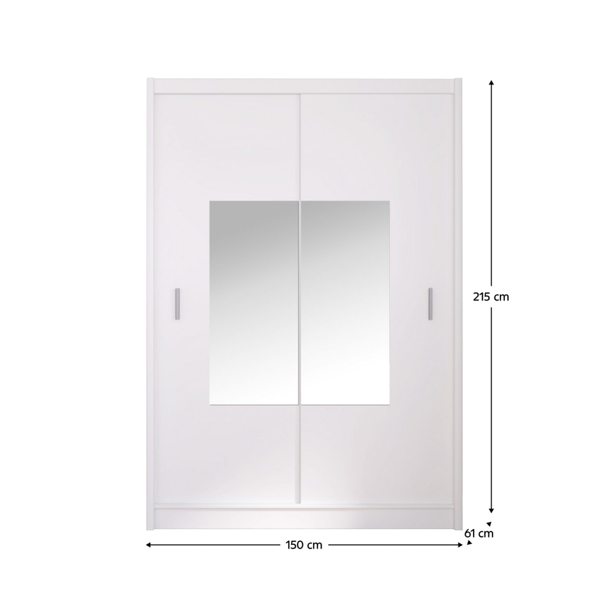 Dulap MADRYT, alb, PAL melaminat, cu 2 usi, 150x61x215 cm