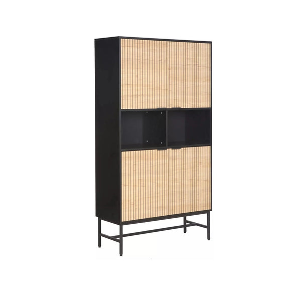 Dulap MAGO R1, stejar/negru mat, PAL, cu 4 usi, 100x40x184 cm