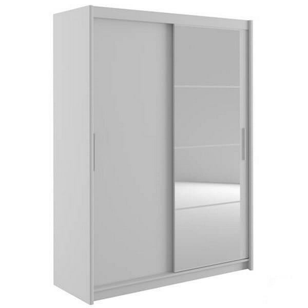 Dulap MARIO 160, pin alb, PAL, cu 2 usi, 160x61x216 cm