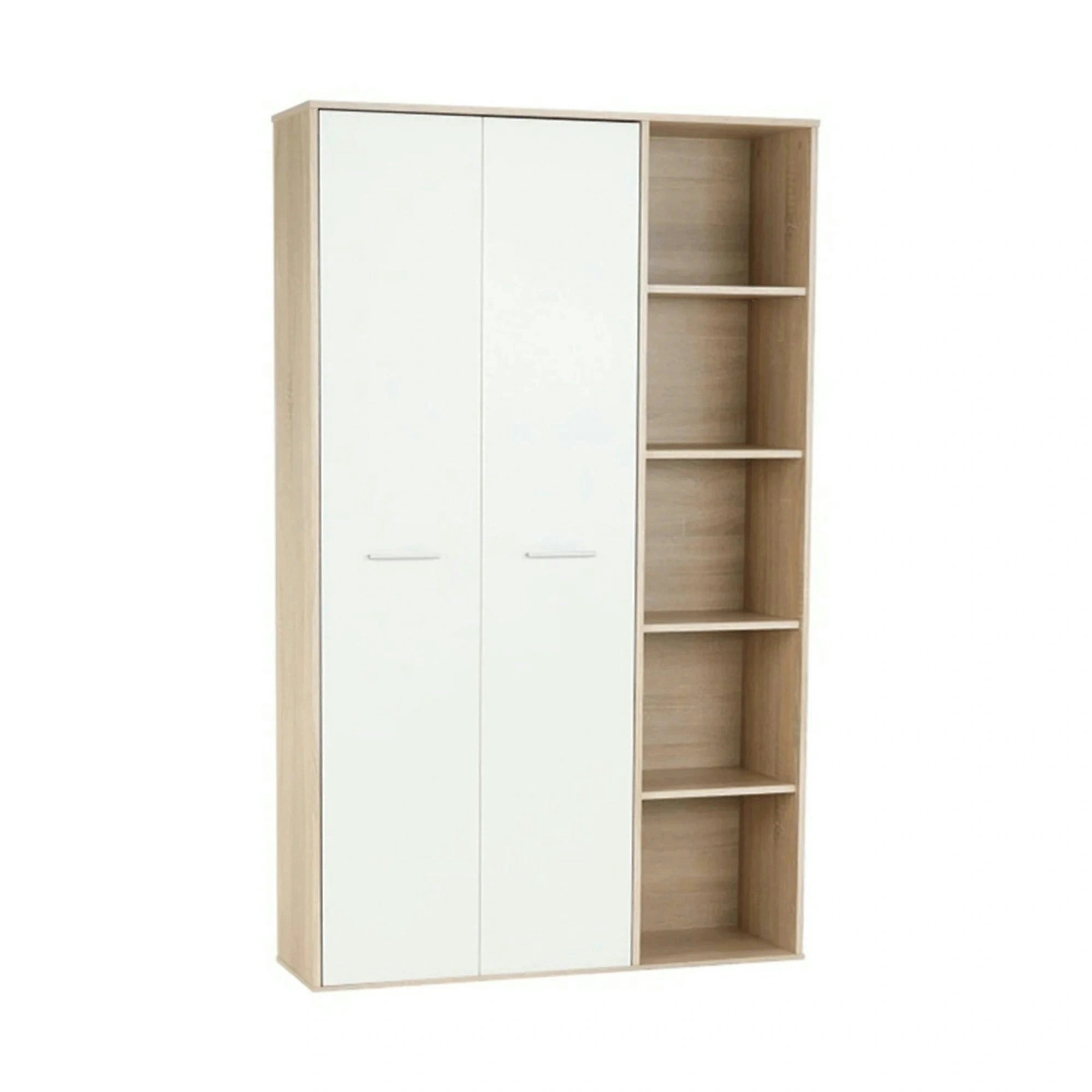 Dulap MAURUS NEW MA52, stejar sonoma/alb, PAL melaminat, cu 2 usi, 111x34x181 cm