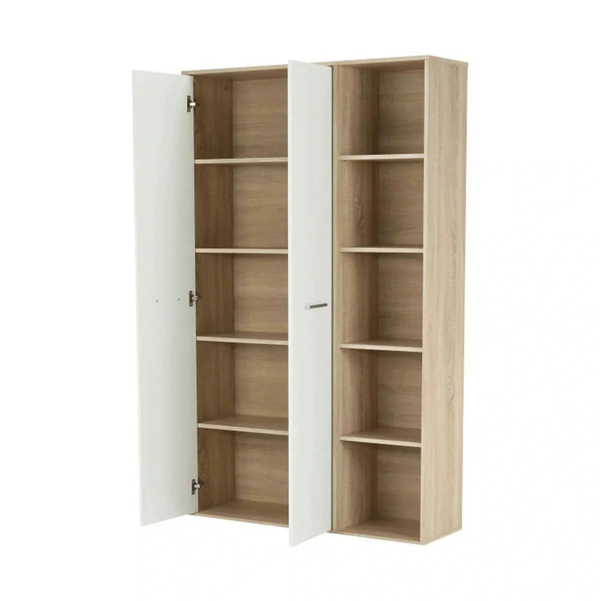 Dulap MAURUS NEW MA52, stejar sonoma/alb, PAL melaminat, cu 2 usi, 111x34x181 cm