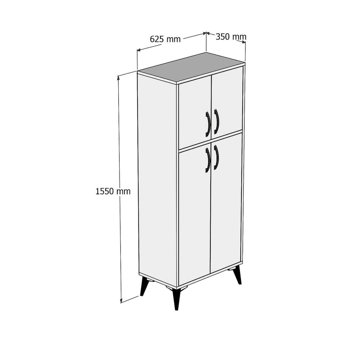 Dulap MDL0101, alb, PAL melaminat, cu 4 usi, 63x35x155 cm