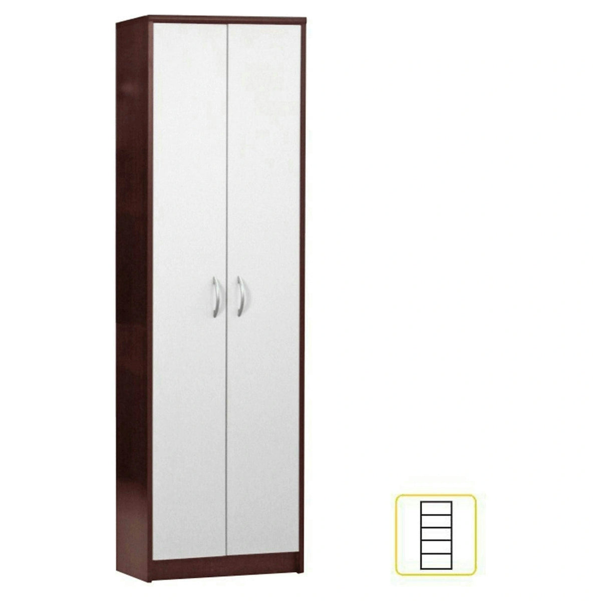 Dulap MECKI, wenge/alb, DTD laminat, cu 2 usi, 55x26x190 cm
