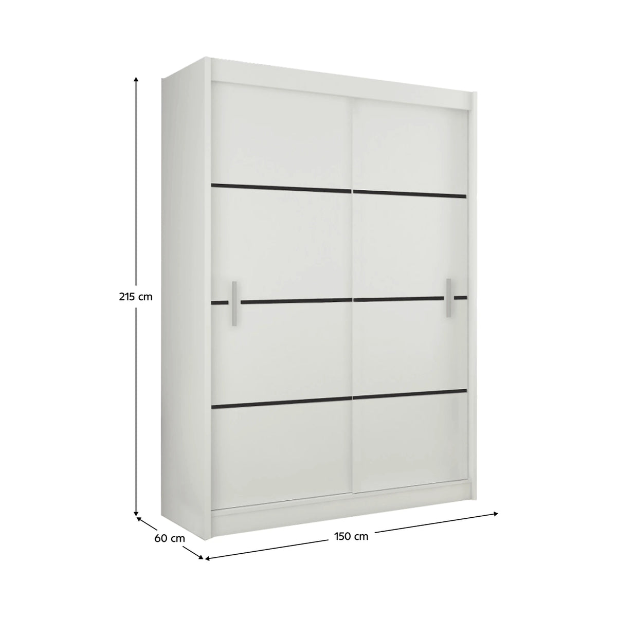 Dulap MERINA, alb/negru, PAL melaminat, cu 2 usi, 150x60x215 cm