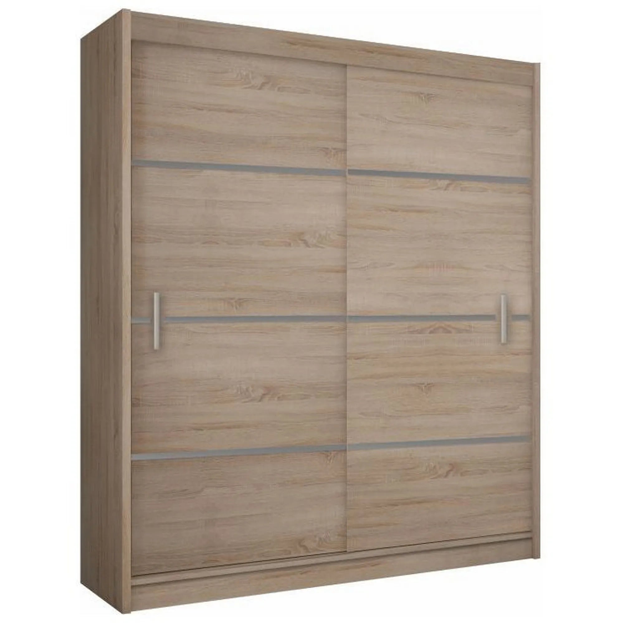 Dulap MERINA, PAL, stejar sonoma/gri, PAL melaminat, cu 2 usi, 150x60x215 cm