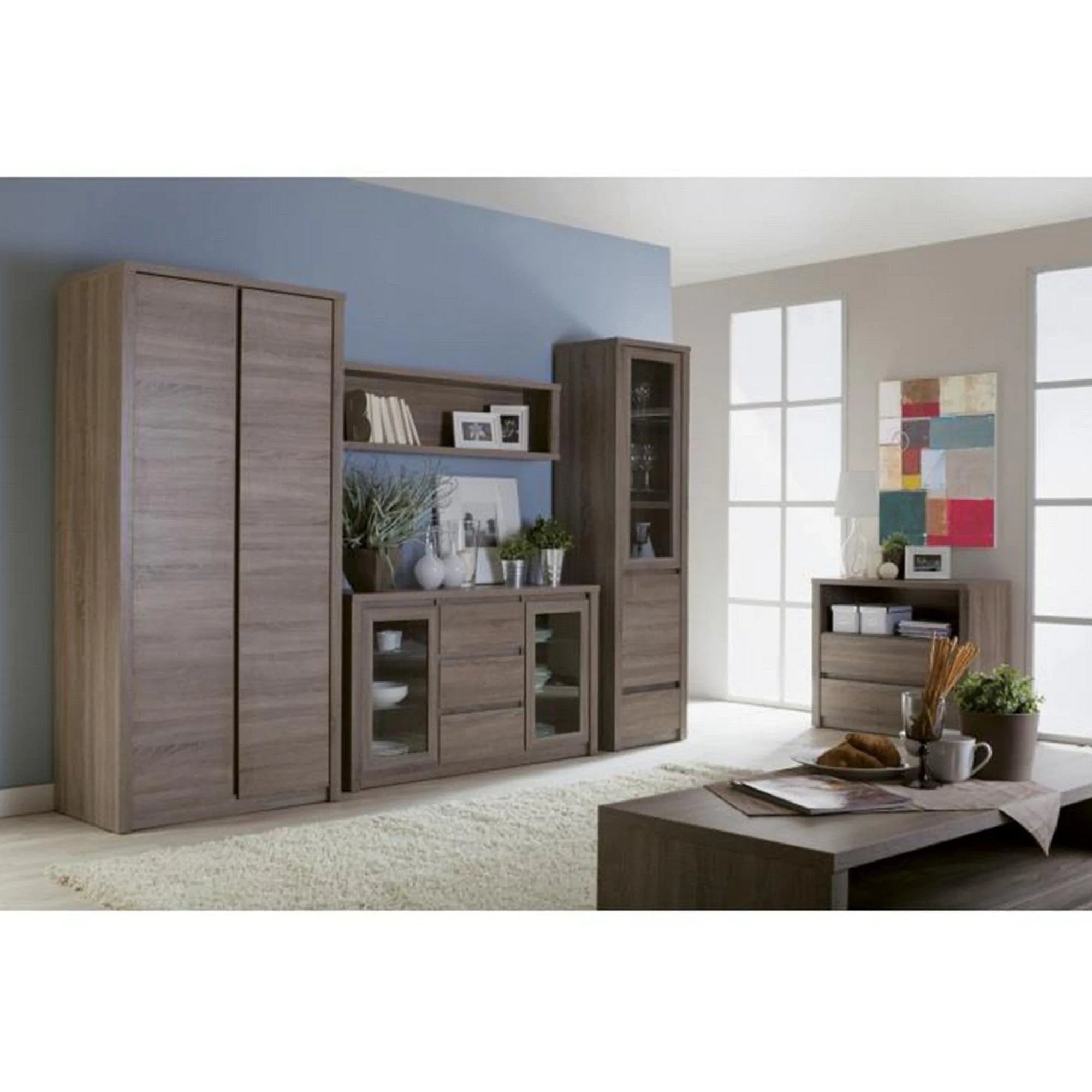 Dulap MONTANA S2D, stejar lefkas inchis, PAL melaminat, cu 2 usi, 90x53x197 cm