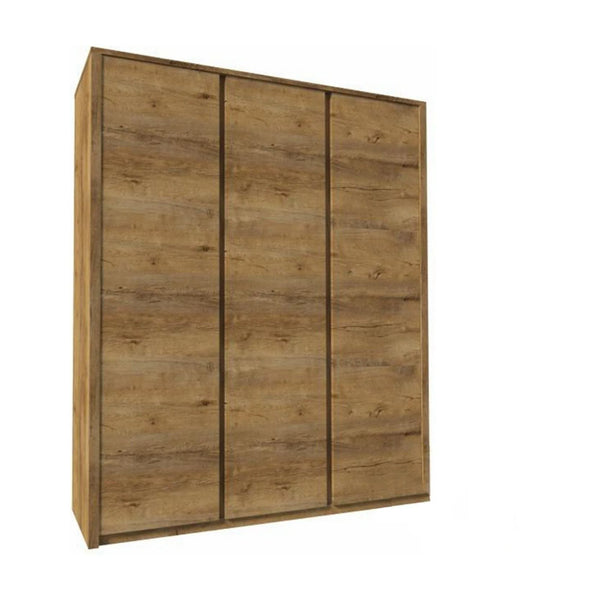 Dulap MONTANA S3D, stejar lefkas inchis, PAL melaminat, cu 3 usi, 166x53x197 cm