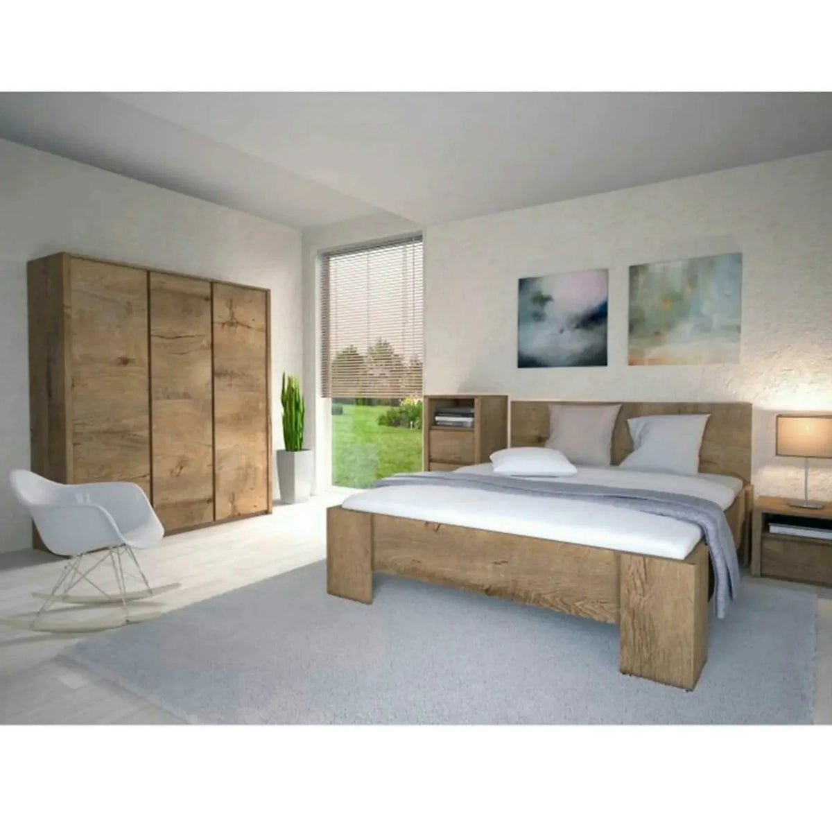 Dulap MONTANA S3D, stejar lefkas inchis, PAL melaminat, cu 3 usi, 166x53x197 cm