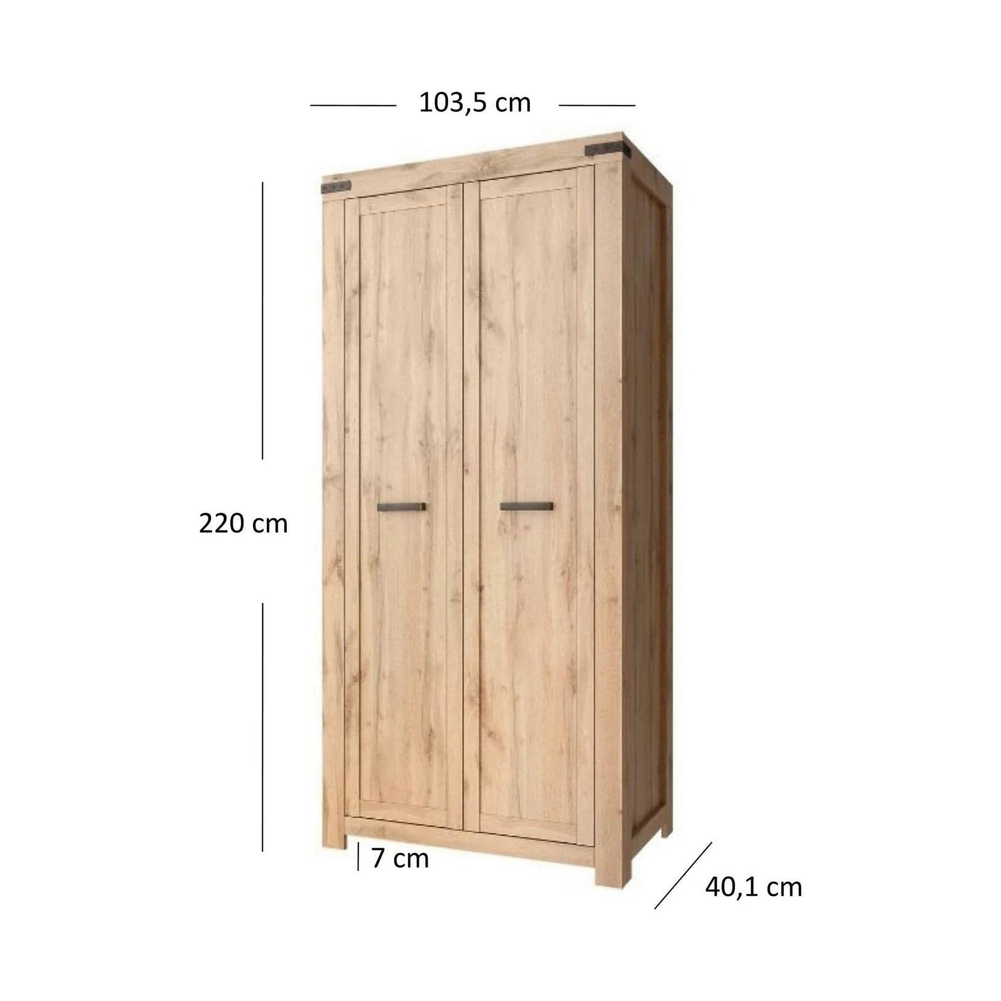 Dulap MORTIZ, stejar wotan, PAL laminat, cu 2 usi, 104x40x220 cm