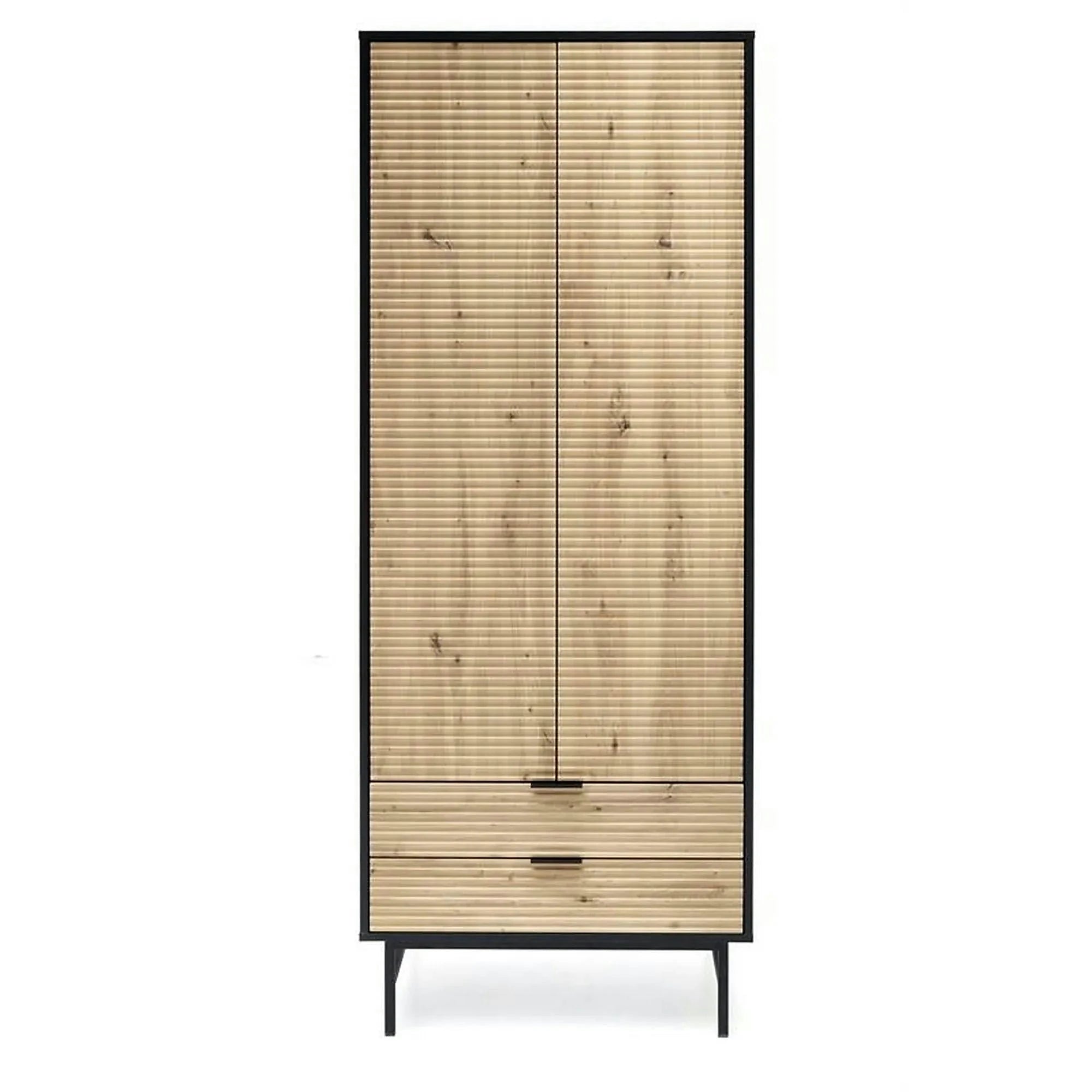 Dulap MURANO, stejar artisan/negru, cu 2 usi si 2 sertare, 80x53x205 cm