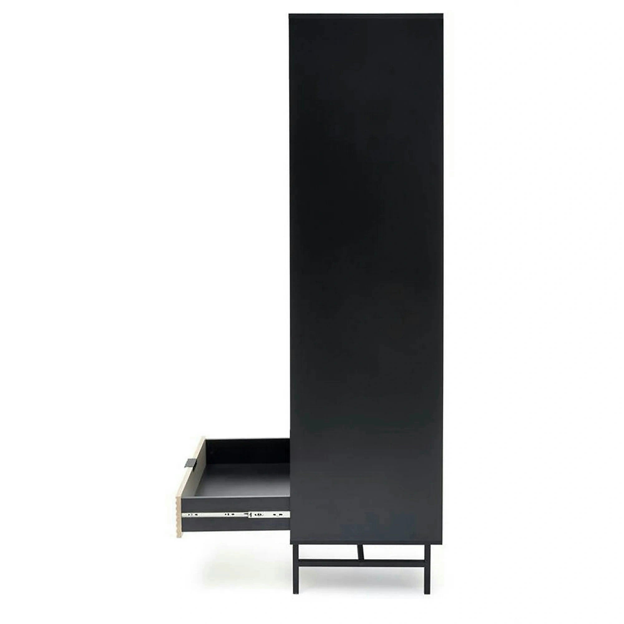Dulap MURANO, stejar artisan/negru, cu 2 usi si 2 sertare, 80x53x205 cm