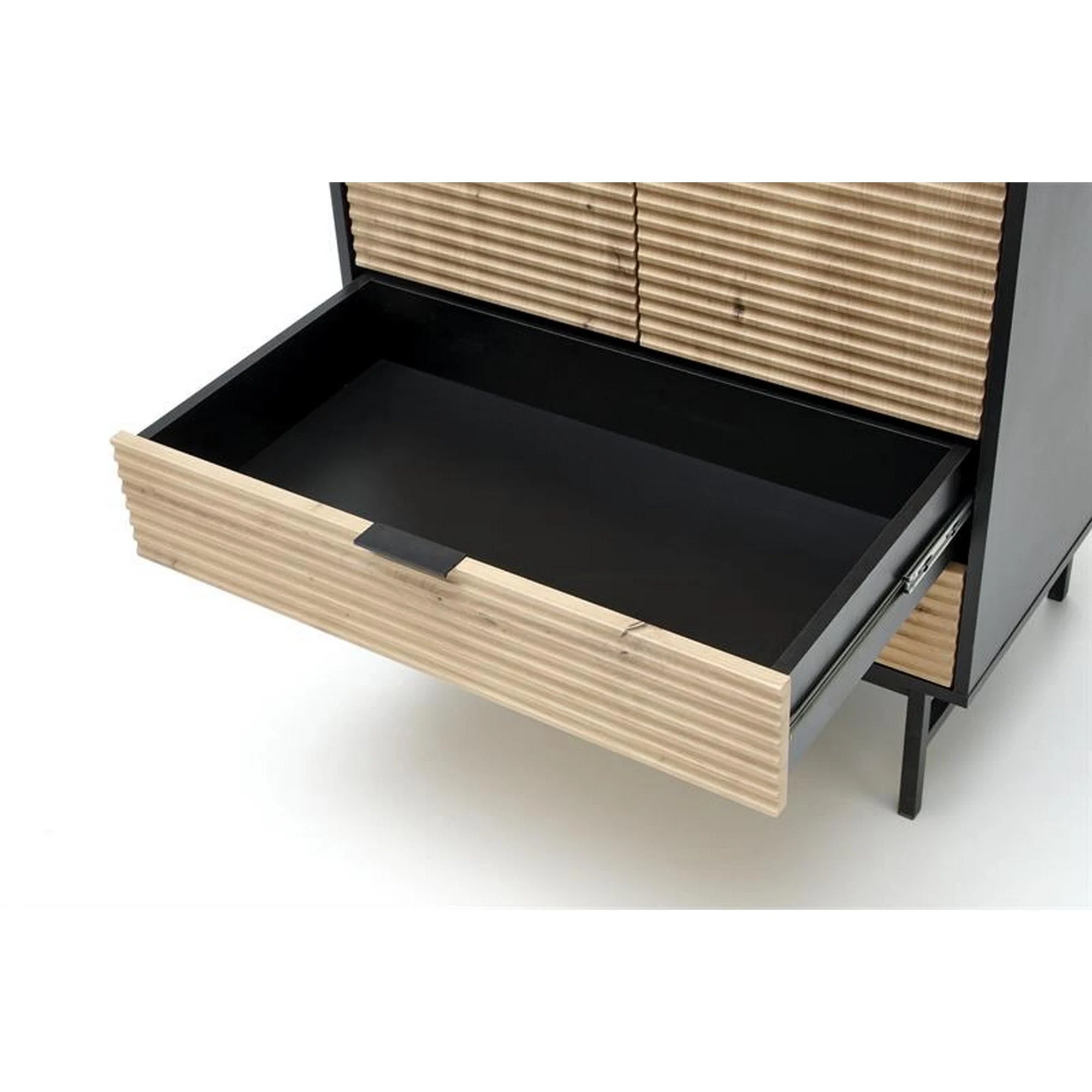 Dulap MURANO, stejar artisan/negru, cu 2 usi si 2 sertare, 80x53x205 cm