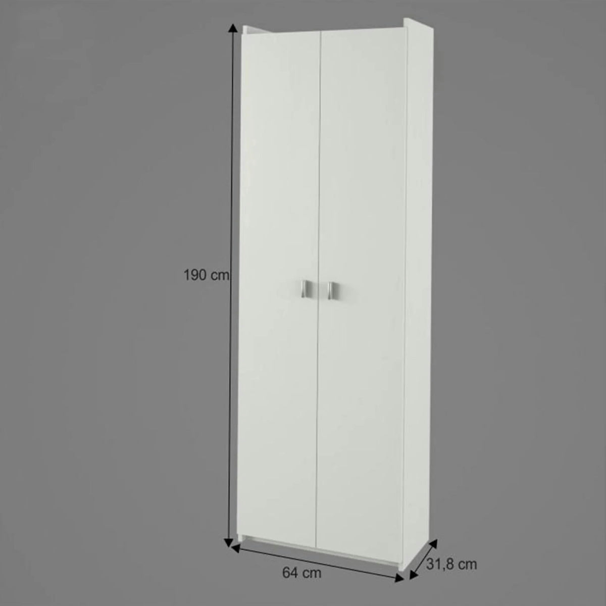 Dulap NATALI TYP 2, alb, PAL melaminat, cu 2 usi, 64x32x190 cm