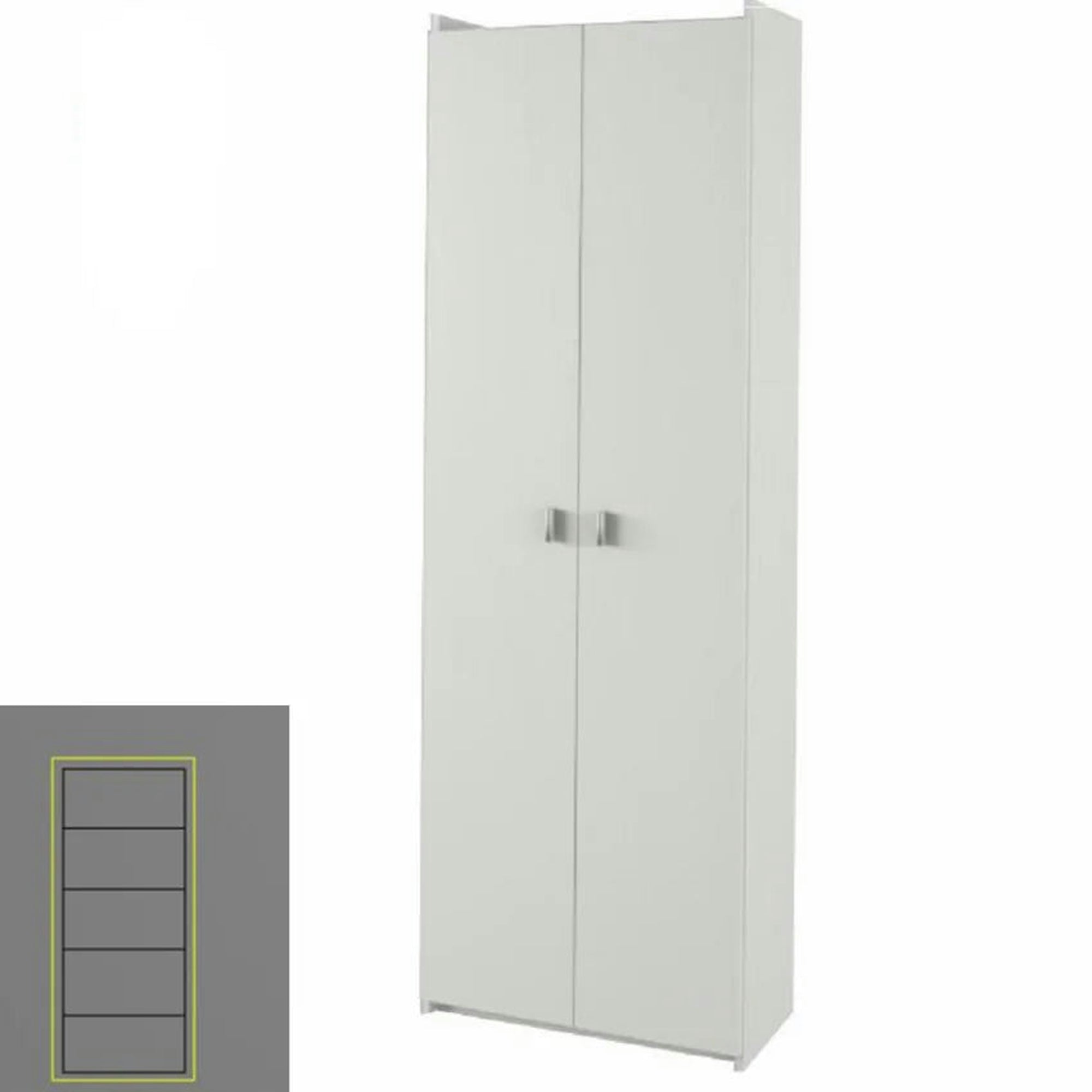 Dulap NATALI TYP 2, alb, PAL melaminat, cu 2 usi, 64x32x190 cm