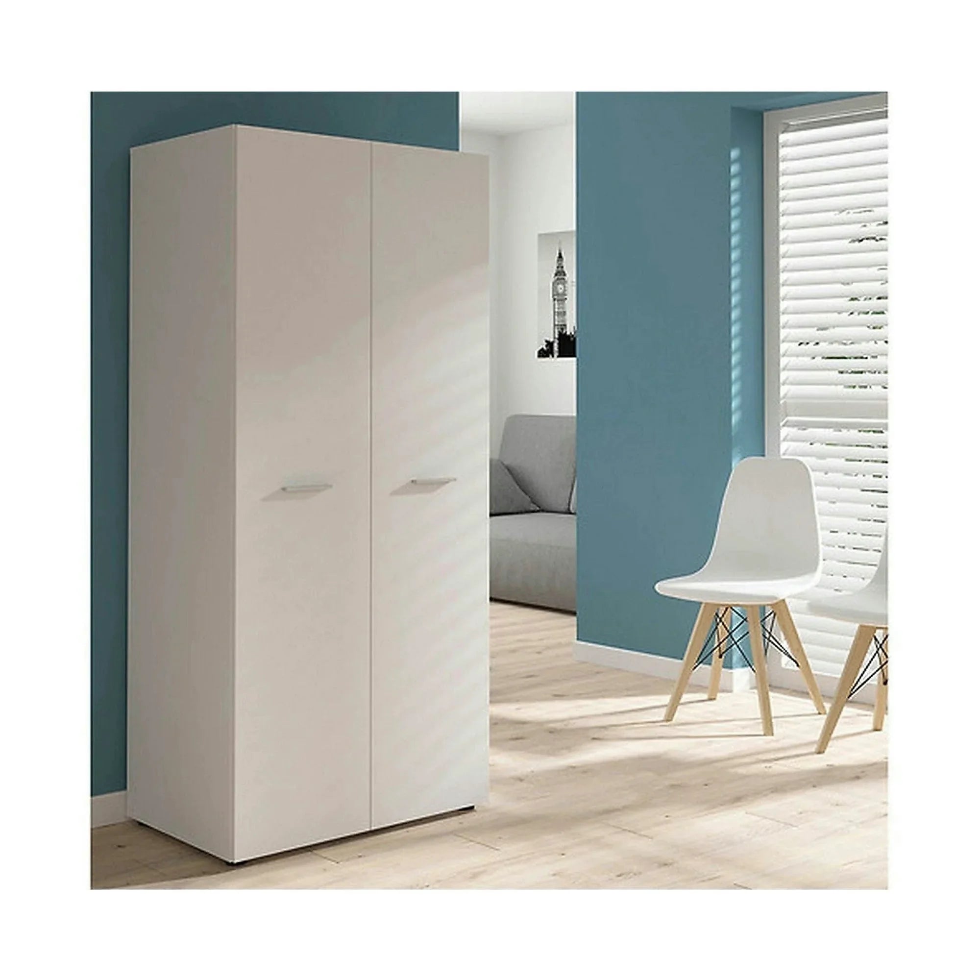 Dulap NENO, alb, PAL, cu 2 usi, 81x54x179 cm