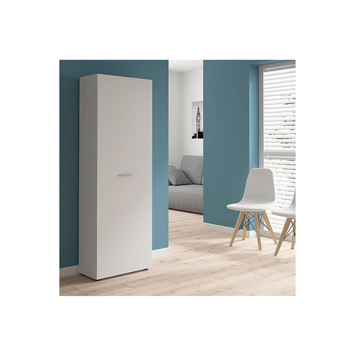 Dulap NENO, alb, PAL, cu o usa, 60x32x179 cm