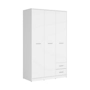 Dulap NEPO PLUS, alb, PAL, cu 3 usi si 2 sertare, 119x55x197 cm