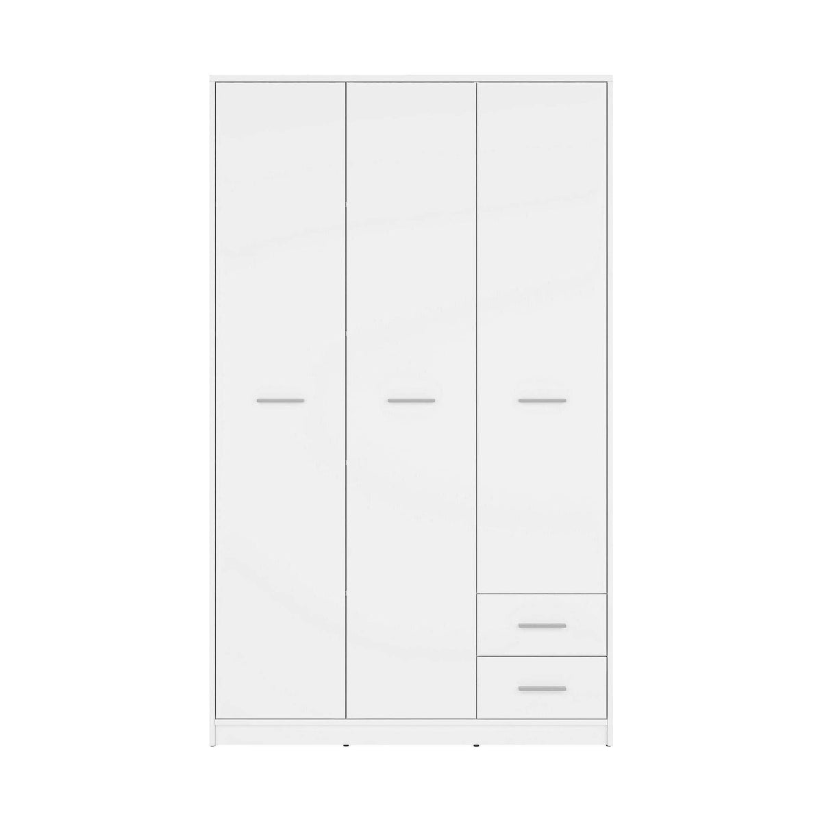 Dulap NEPO PLUS, alb, PAL, cu 3 usi si 2 sertare, 119x55x197 cm