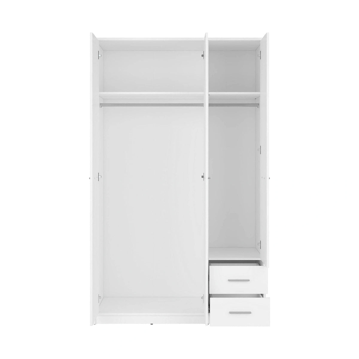 Dulap NEPO PLUS, alb, PAL, cu 3 usi si 2 sertare, 119x55x197 cm