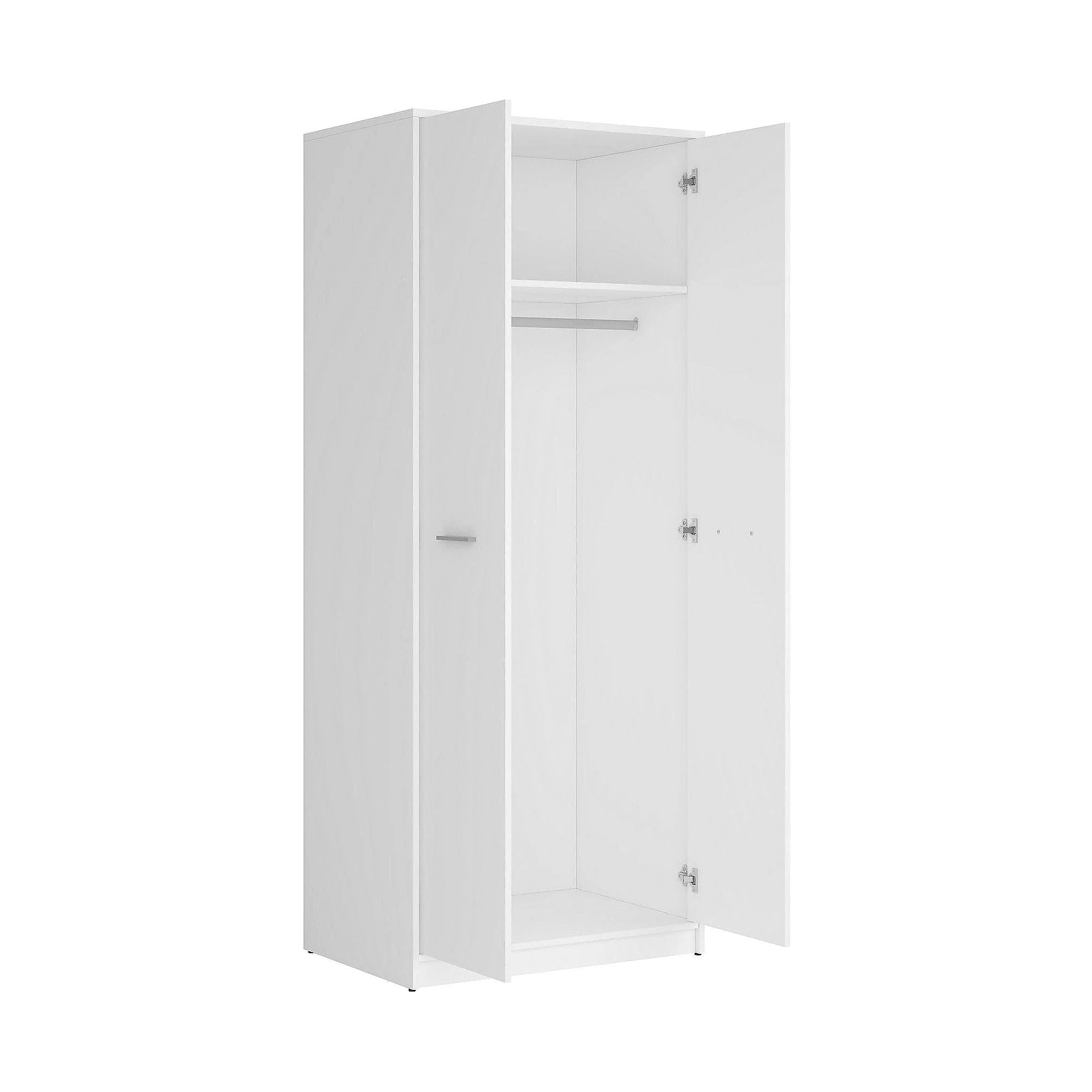 Dulap NEPO PLUS, alb, PAL laminat, cu 2 usi, 80x55x197 cm