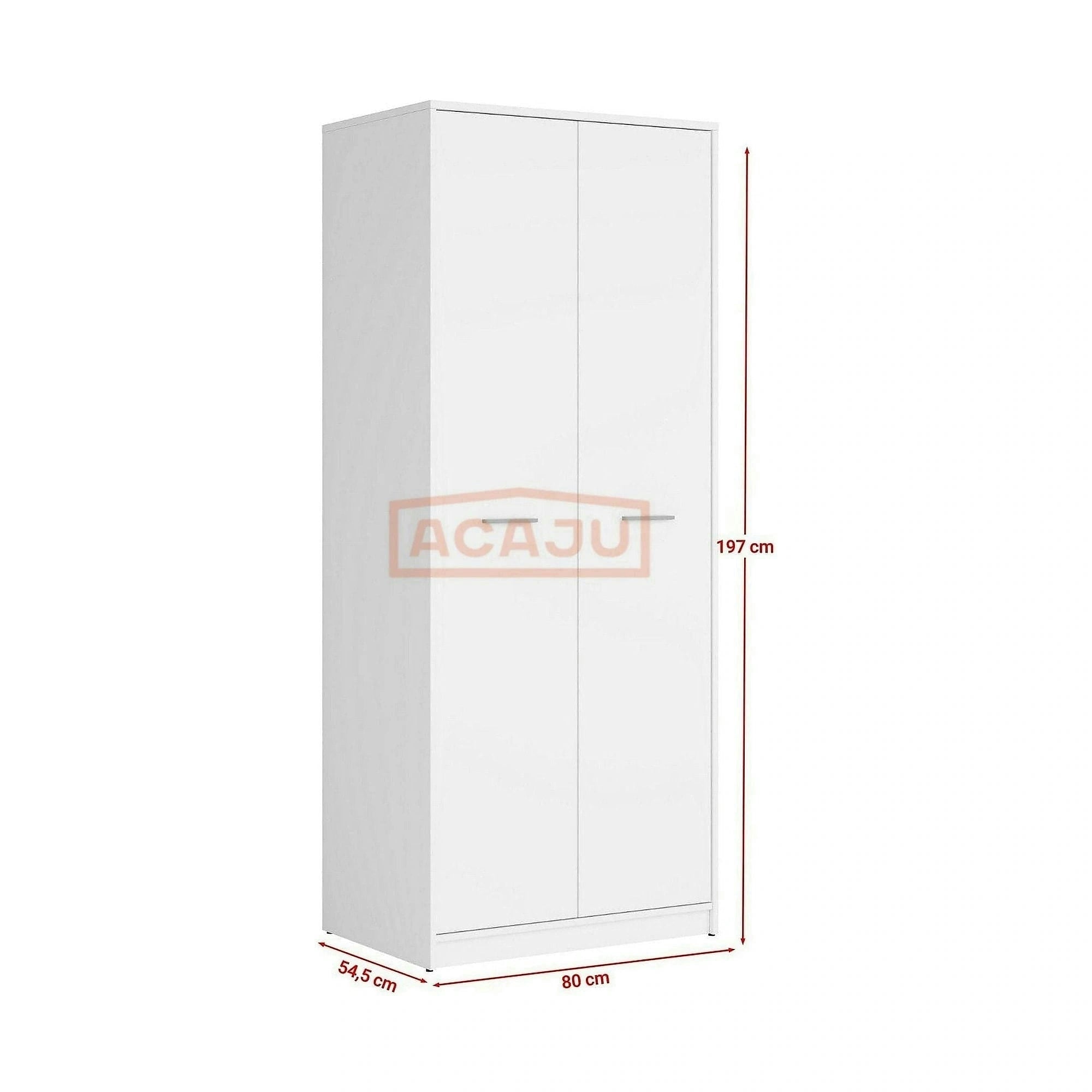 Dulap NEPO PLUS, alb, PAL laminat, cu 2 usi, 80x55x197 cm