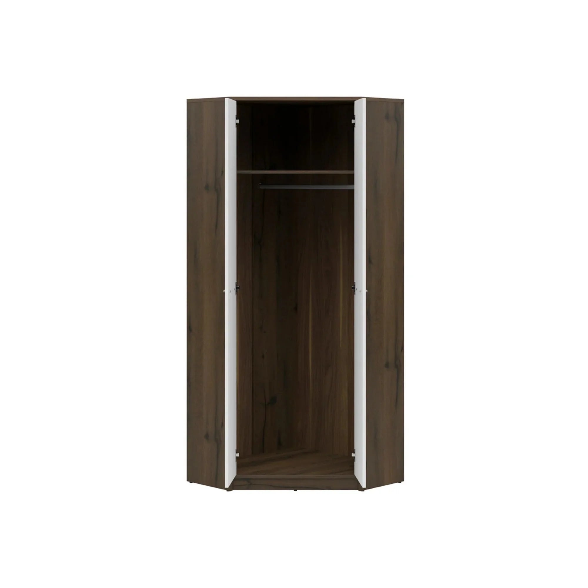 Dulap NEPO PLUS, alb/stejar nobil, PAL laminat, cu 2 usi, 80x80x197 cm