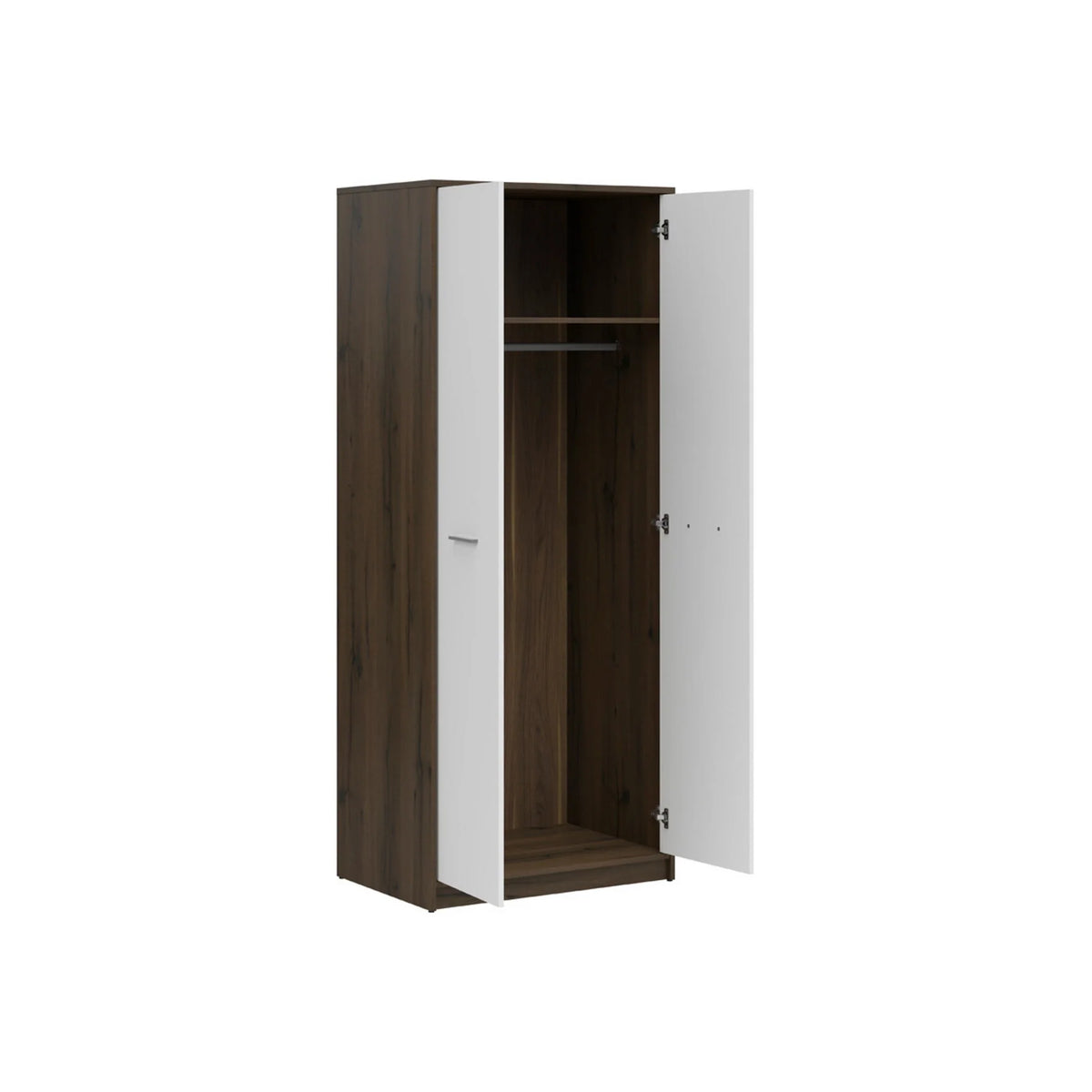 Dulap NEPO PLUS, alb/stejar, PAL laminat, cu 2 usi, 80x55x197 cm
