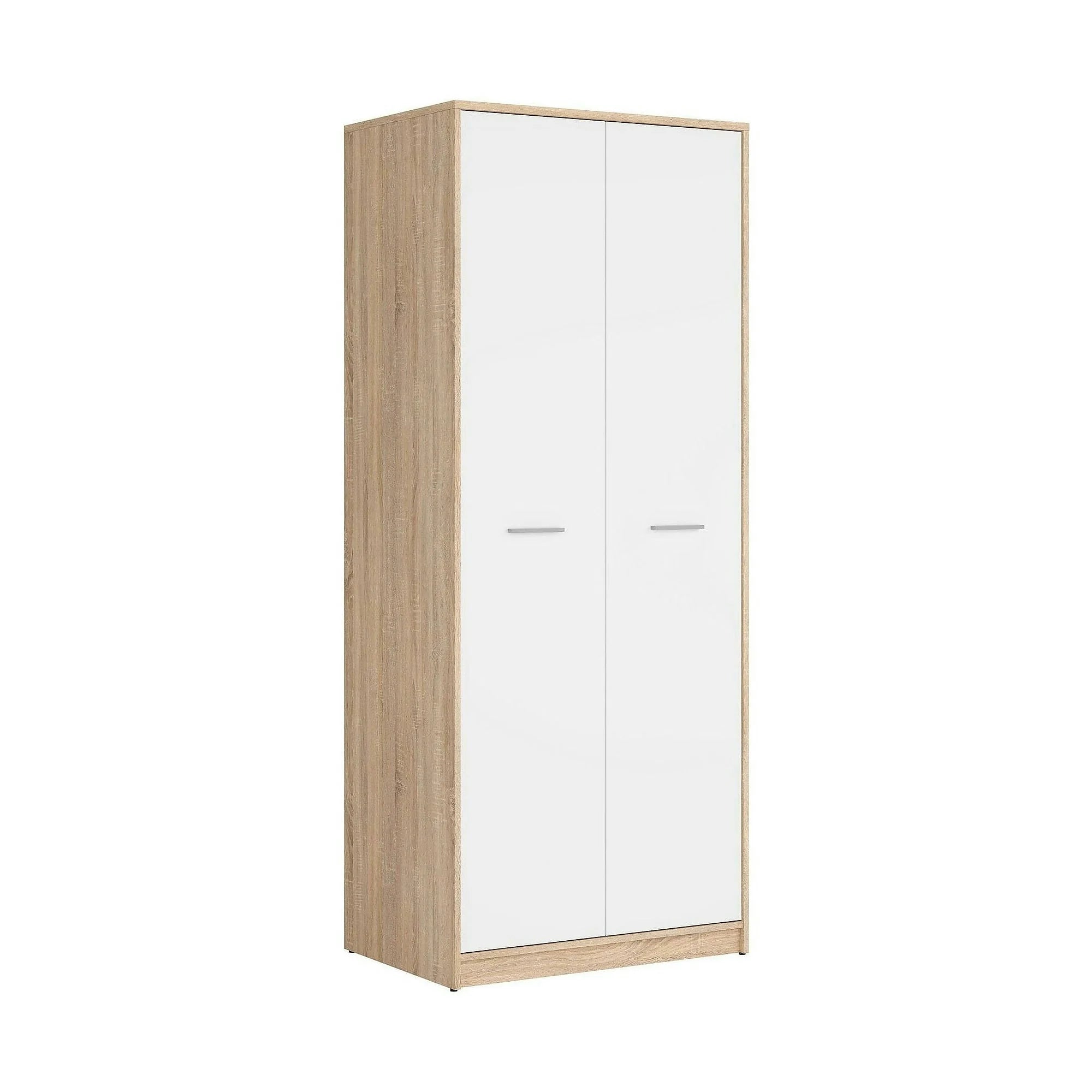 Dulap NEPO PLUS, alb/stejar sonoma, PAL, cu 2 usi, 80x55x197 cm
