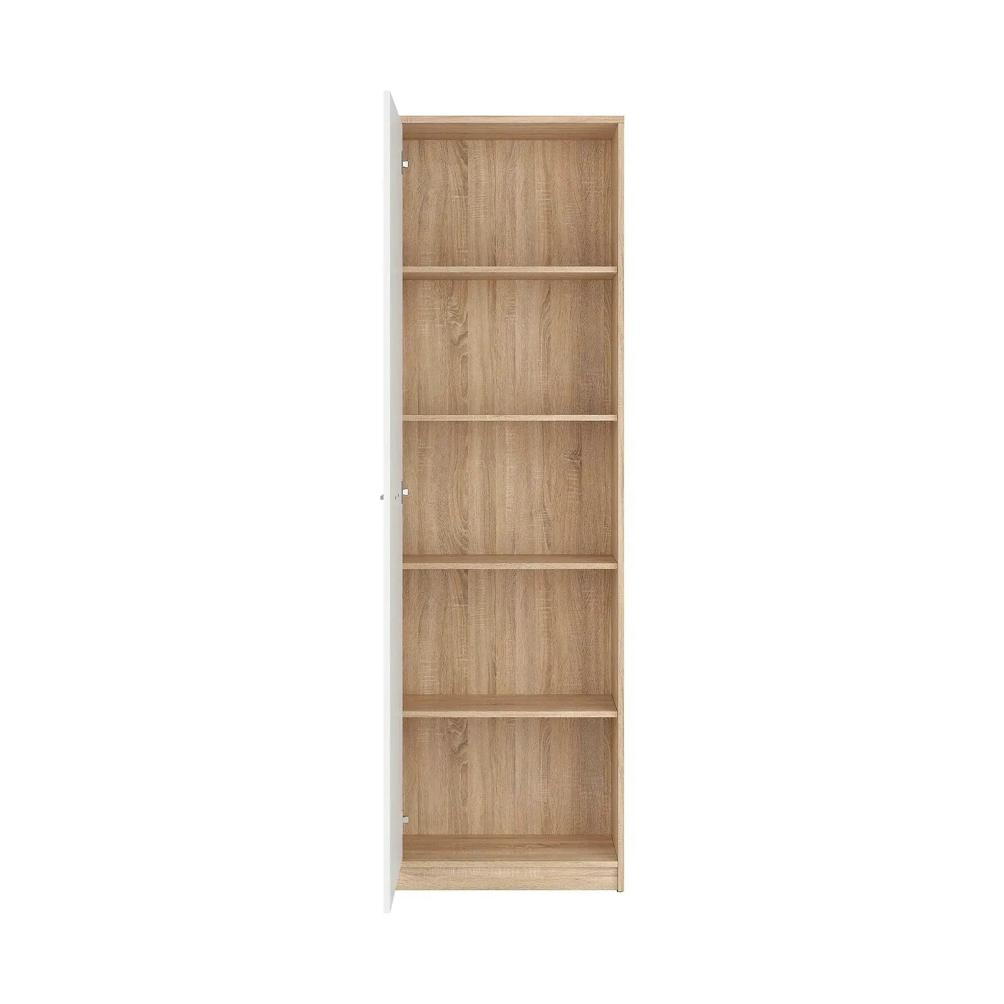 Dulap NEPO PLUS, alb/stejar sonoma, PAL, cu o usa, 60x34x197 cm