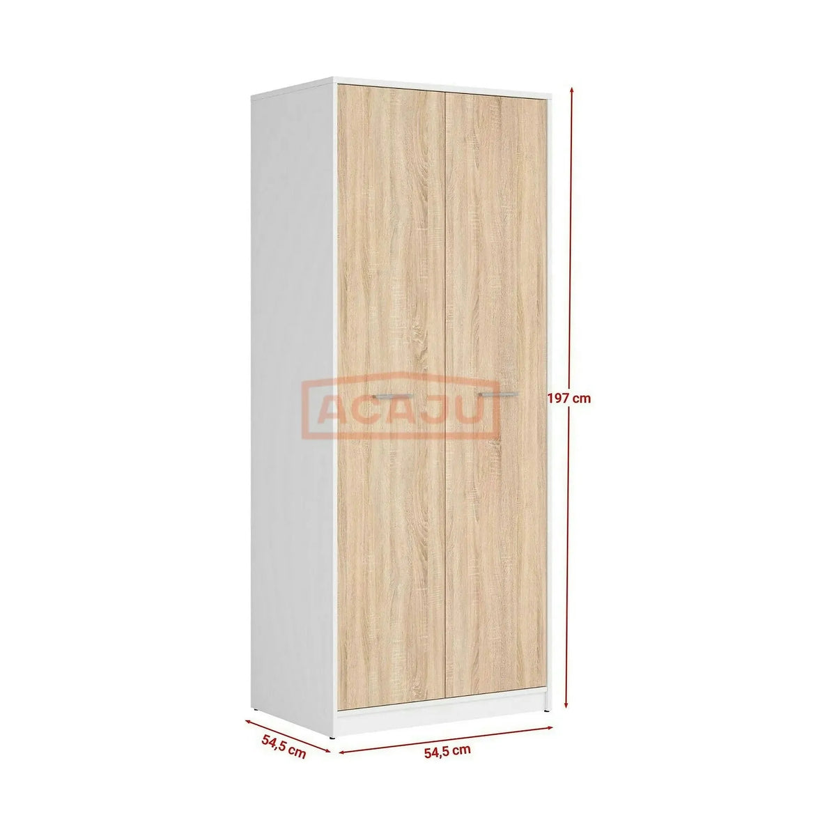 Dulap NEPO PLUS, stejar sonoma/alb, PAL, cu 2 usi, 80x55x197 cm