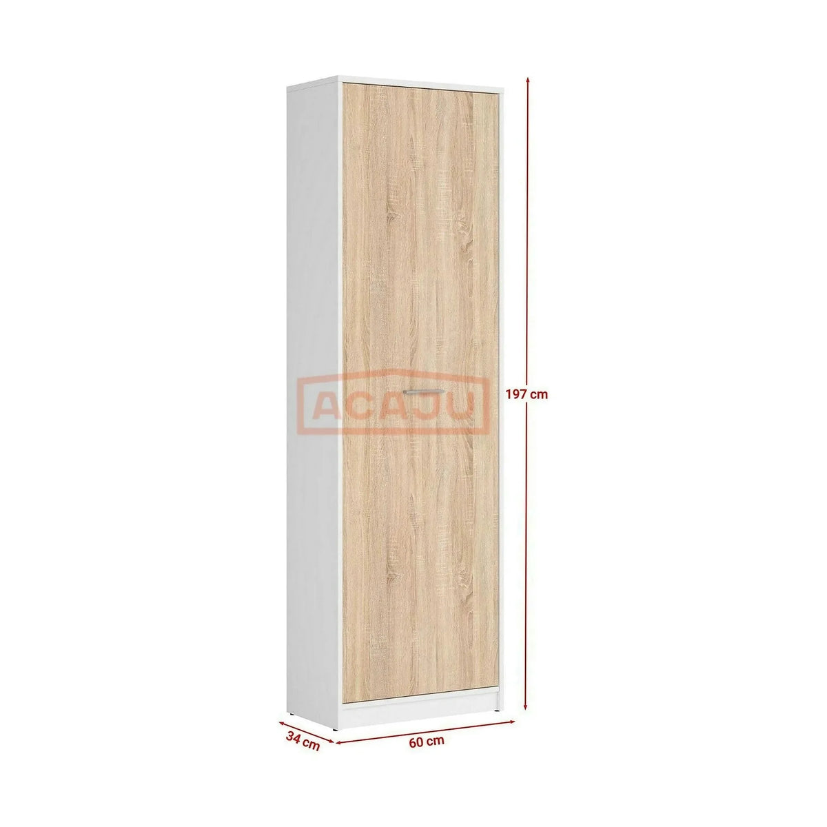 Dulap NEPO PLUS, stejar sonoma/alb, PAL, cu o usa, 60x34x197 cm