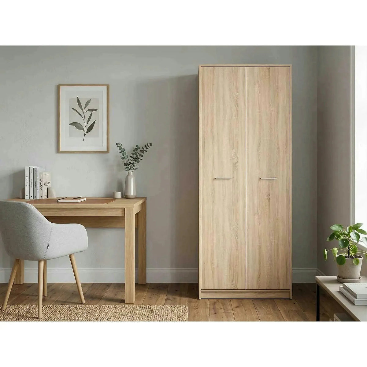 Dulap NEPO PLUS, stejar sonoma, PAL, cu 2 usi, 80x55x197 cm