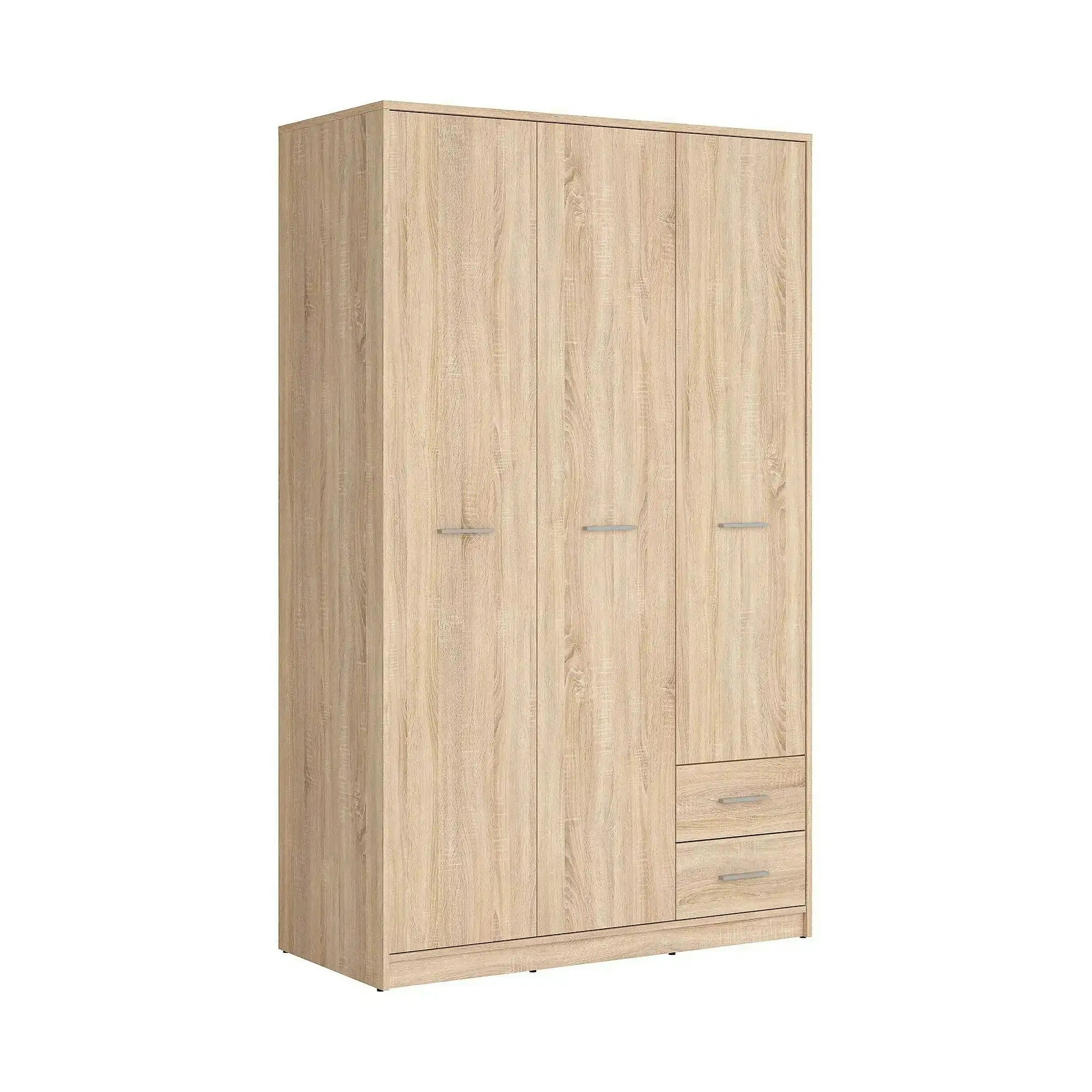 Dulap NEPO PLUS, stejar sonoma, PAL, cu 3 usi si 2 sertare, 119x55x197 cm