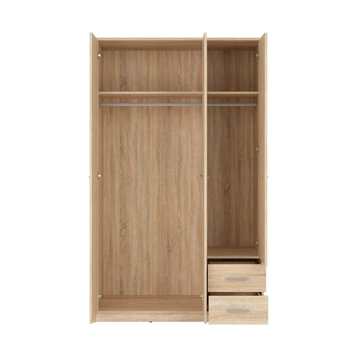 Dulap NEPO PLUS, stejar sonoma, PAL, cu 3 usi si 2 sertare, 119x55x197 cm