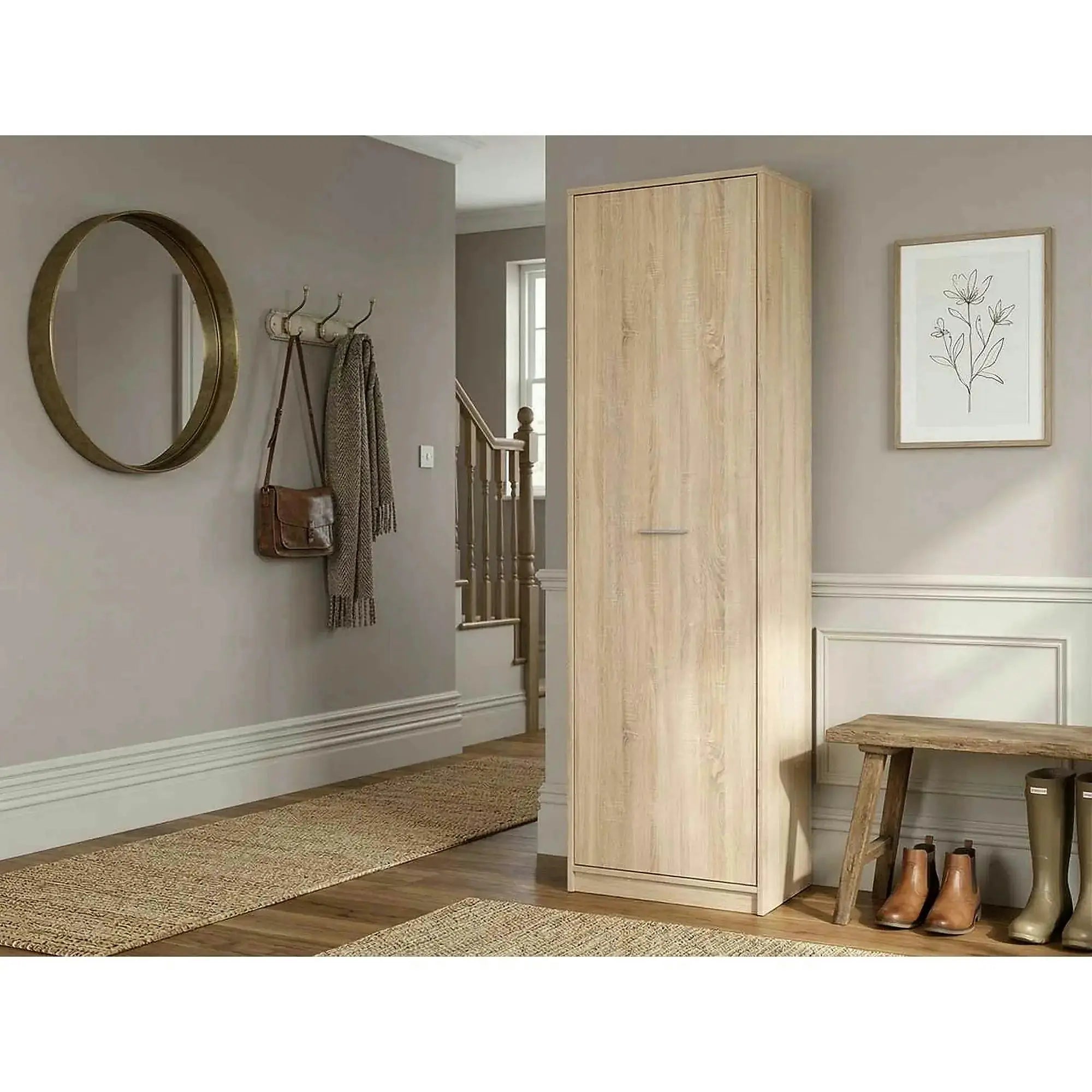 Dulap NEPO PLUS, stejar sonoma, PAL, cu o usa, 60x34x197 cm