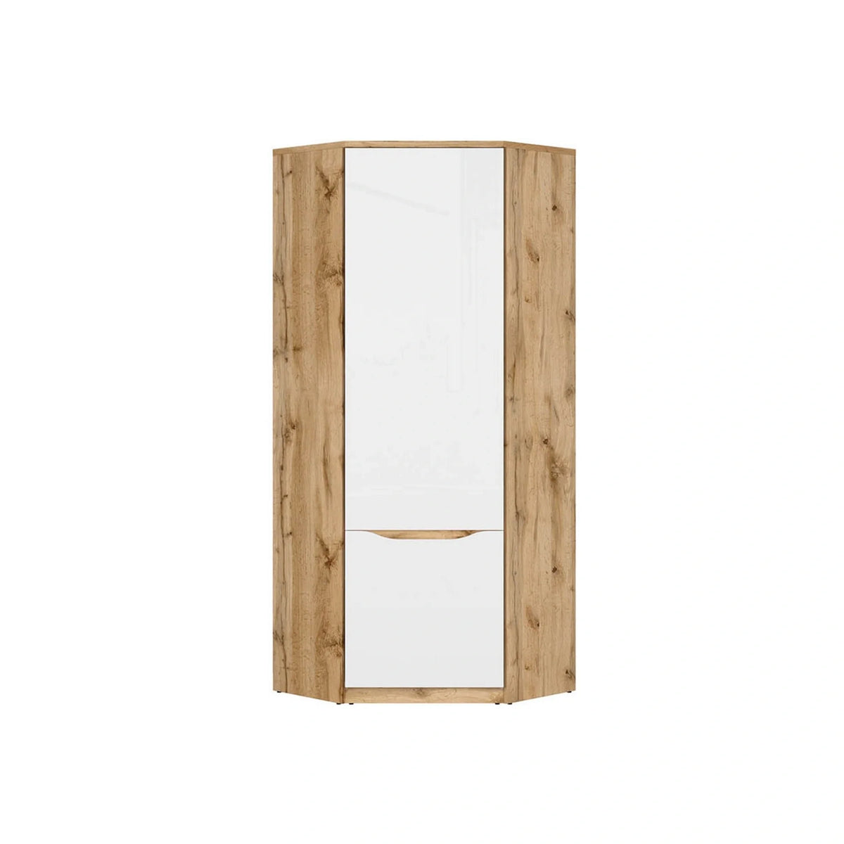 Dulap NUIS, alb lucios/stejar wotan, PAL laminat, cu o usa, 78x79x198 cm