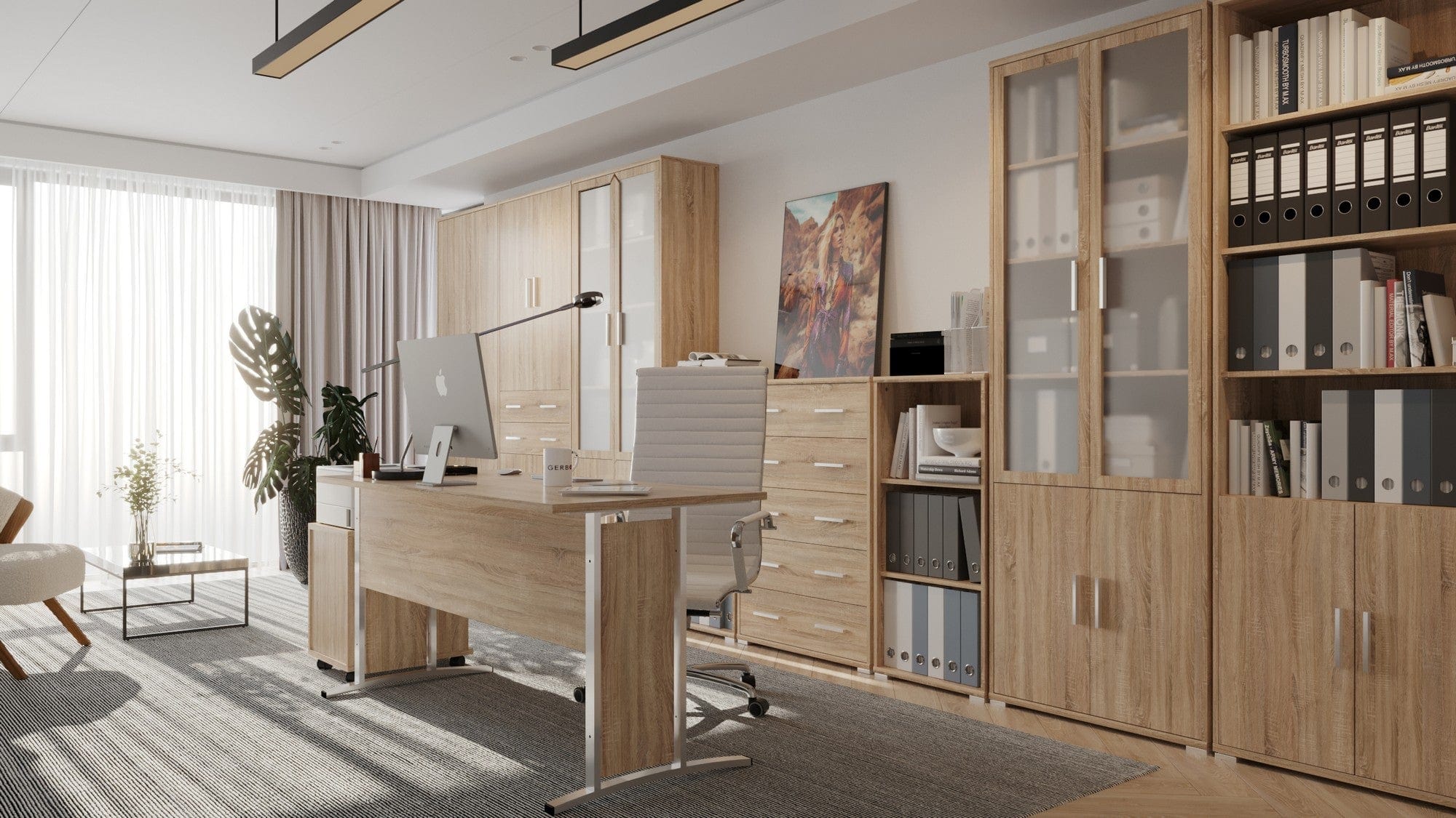 Dulap OFFICE LINE, stejar sonoma, PAL, cu 2 usi, 79x35x221 cm