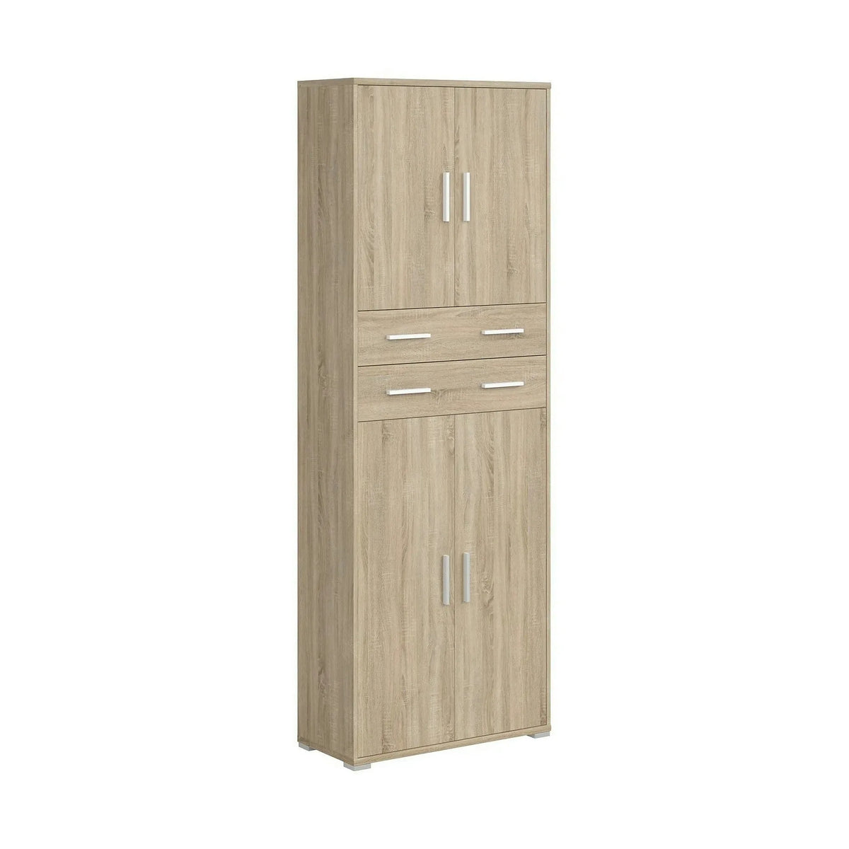 Dulap OFFICE LINE, stejar sonoma, PAL, cu 4 usi si 2 sertare, 79x35x221 cm
