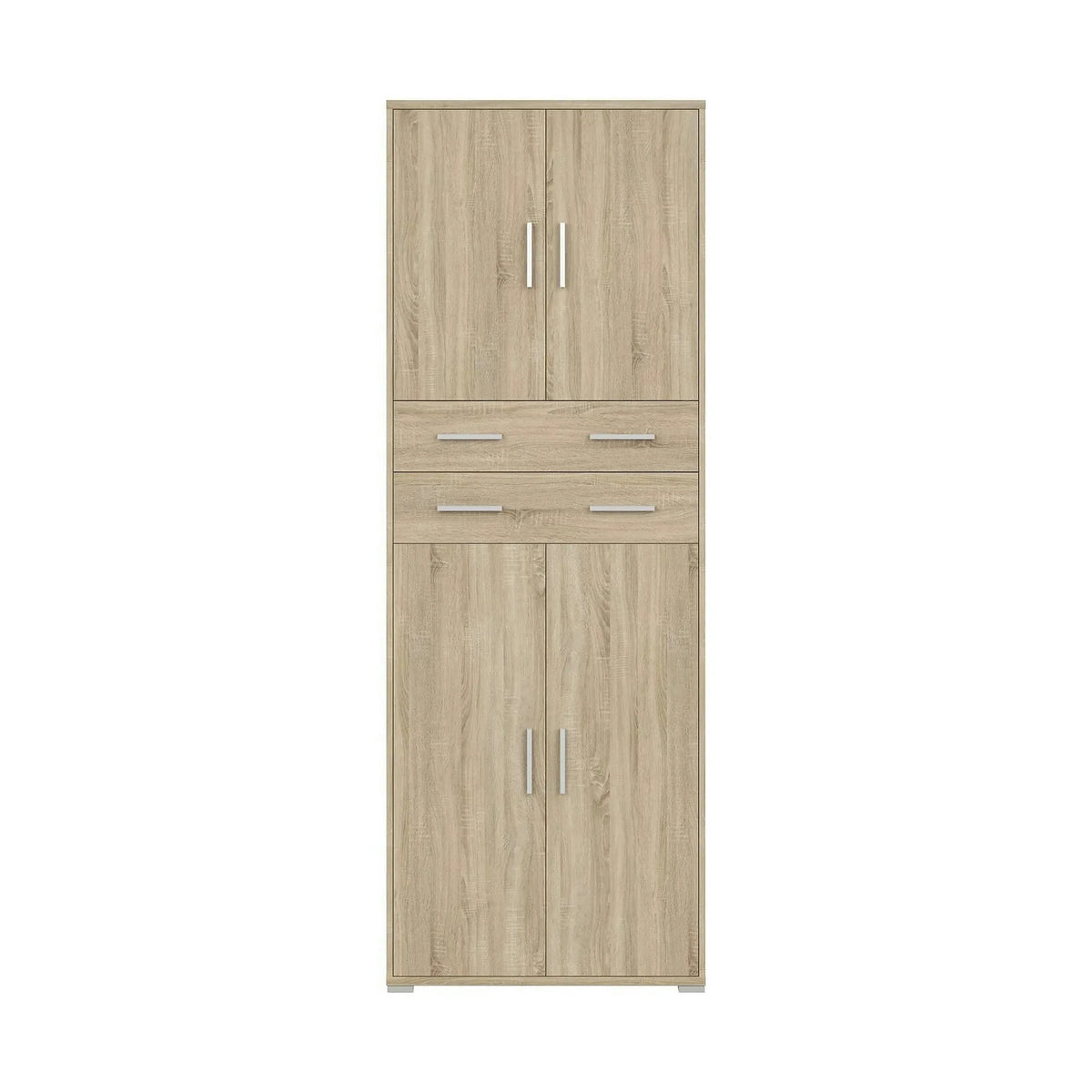 Dulap OFFICE LINE, stejar sonoma, PAL, cu 4 usi si 2 sertare, 79x35x221 cm