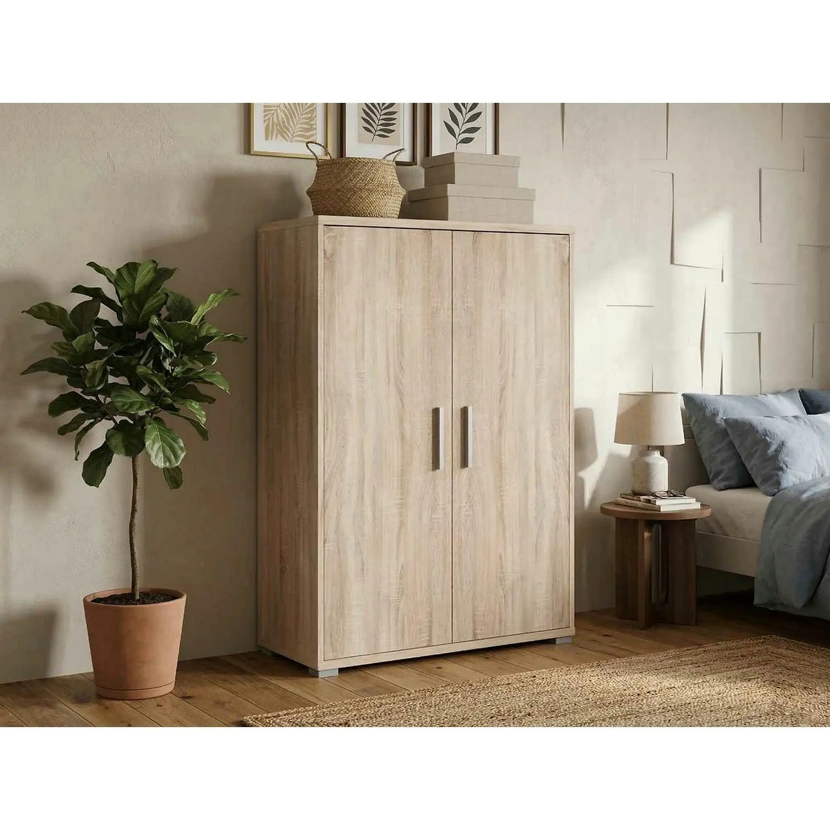 Dulap OFFICE, stejar sonoma, PAL laminat, cu 2 usi, 80x35x114 cm