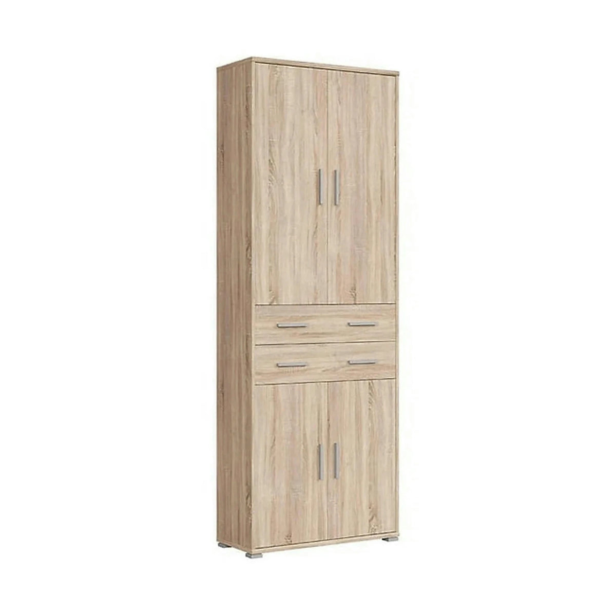 Dulap OFFICE, stejar sonoma, PAL laminat, cu 4 usi si 2 sertare, 79x35x221 cm