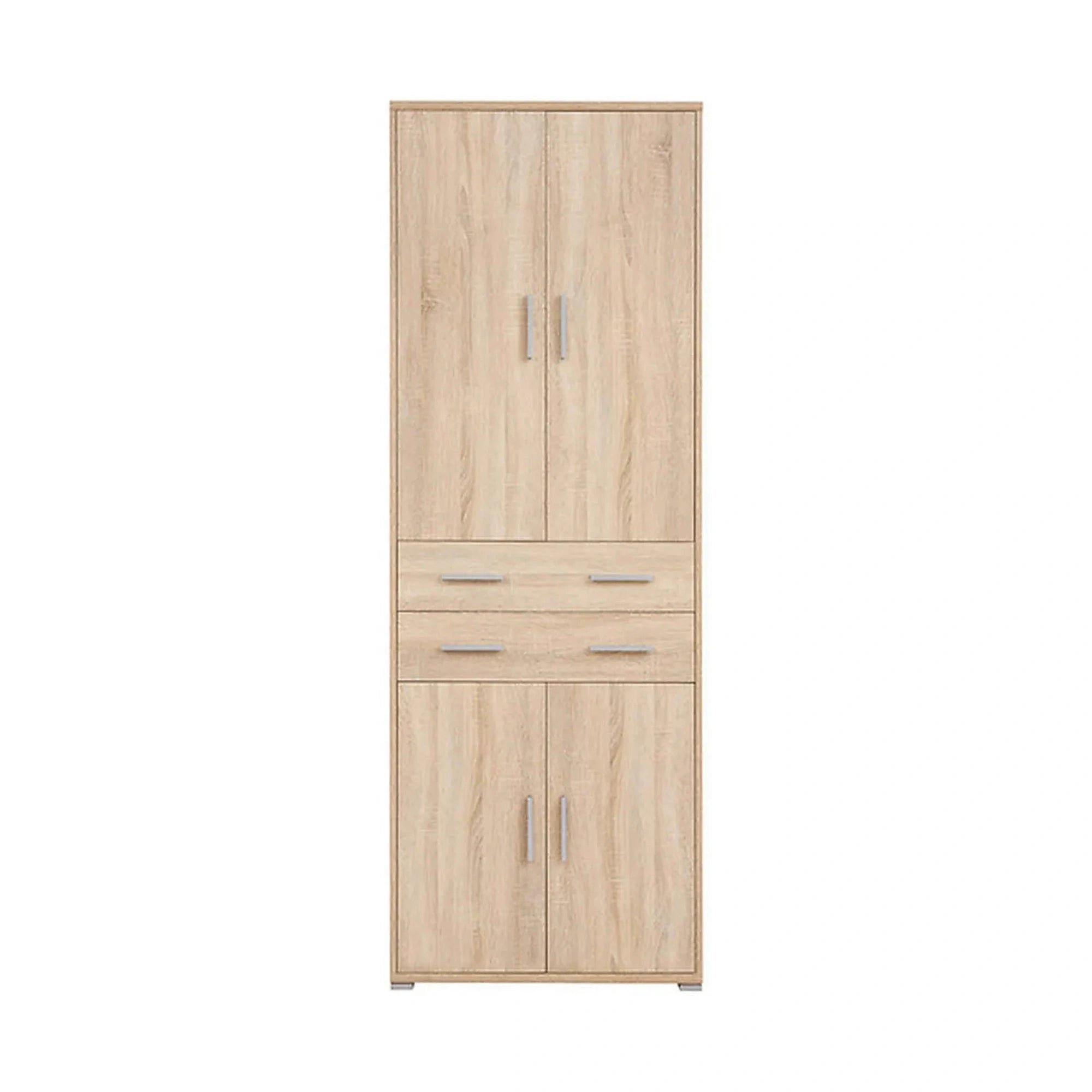 Dulap OFFICE, stejar sonoma, PAL laminat, cu 4 usi si 2 sertare, 79x35x221 cm