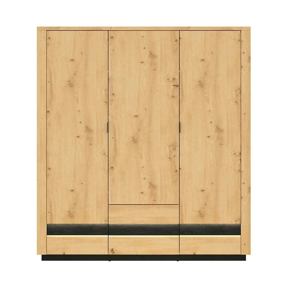 Dulap OSTIA, stejar artisan/negru, PAL, cu 3 usi si 2 sertare, 181x56x199 cm