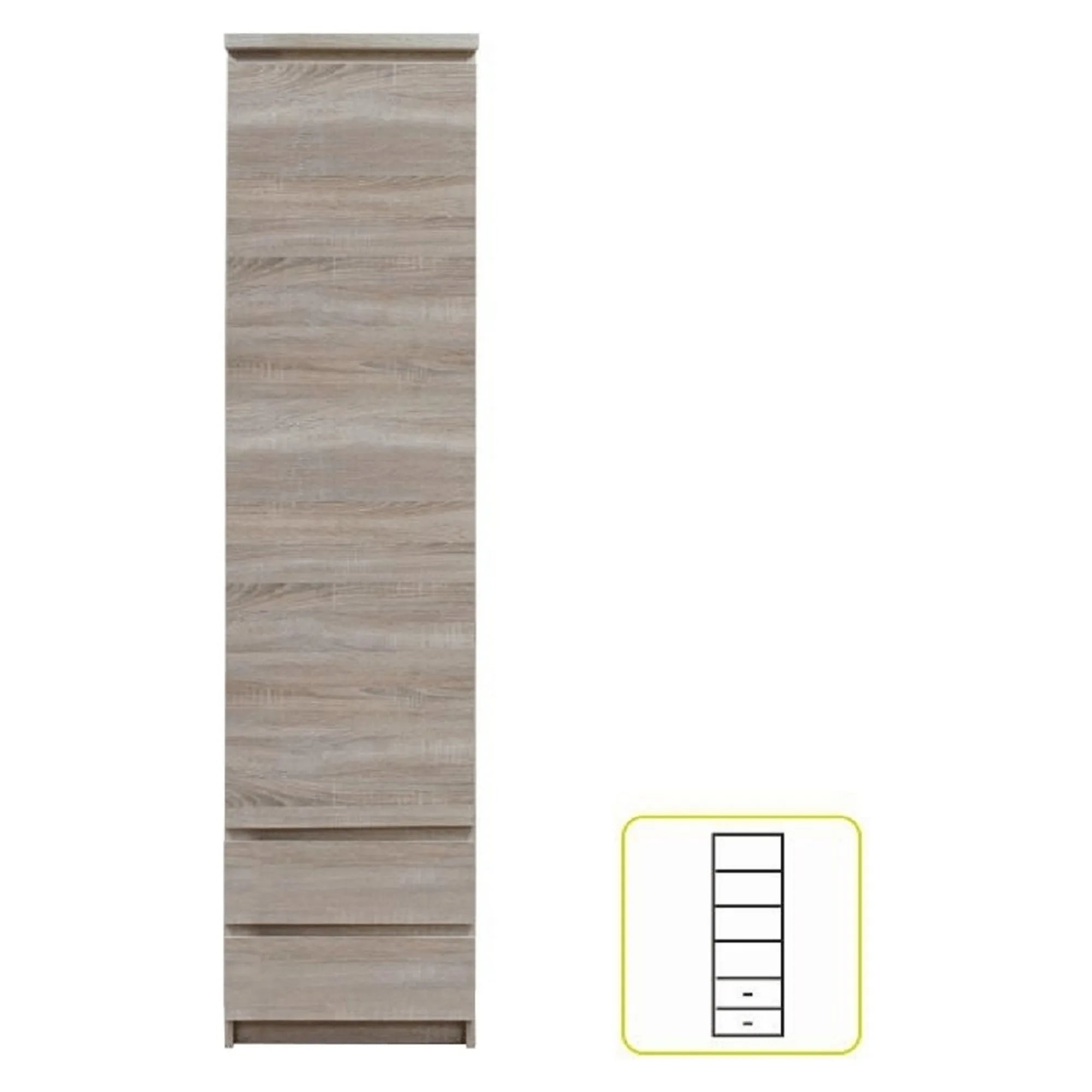Dulap PANAMA Typ 02, stejar sonoma, PAL melaminat, cu o usa si 2 sertare, 50x41x200 cm