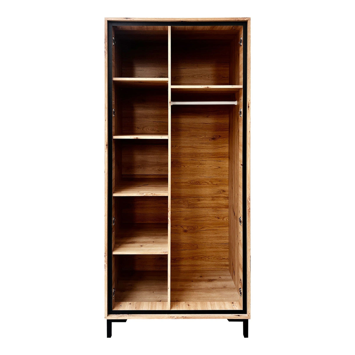 Dulap PARII PA01, stejar artisan/gri, PAL laminat, cu 2 usi, 89x54x196 cm