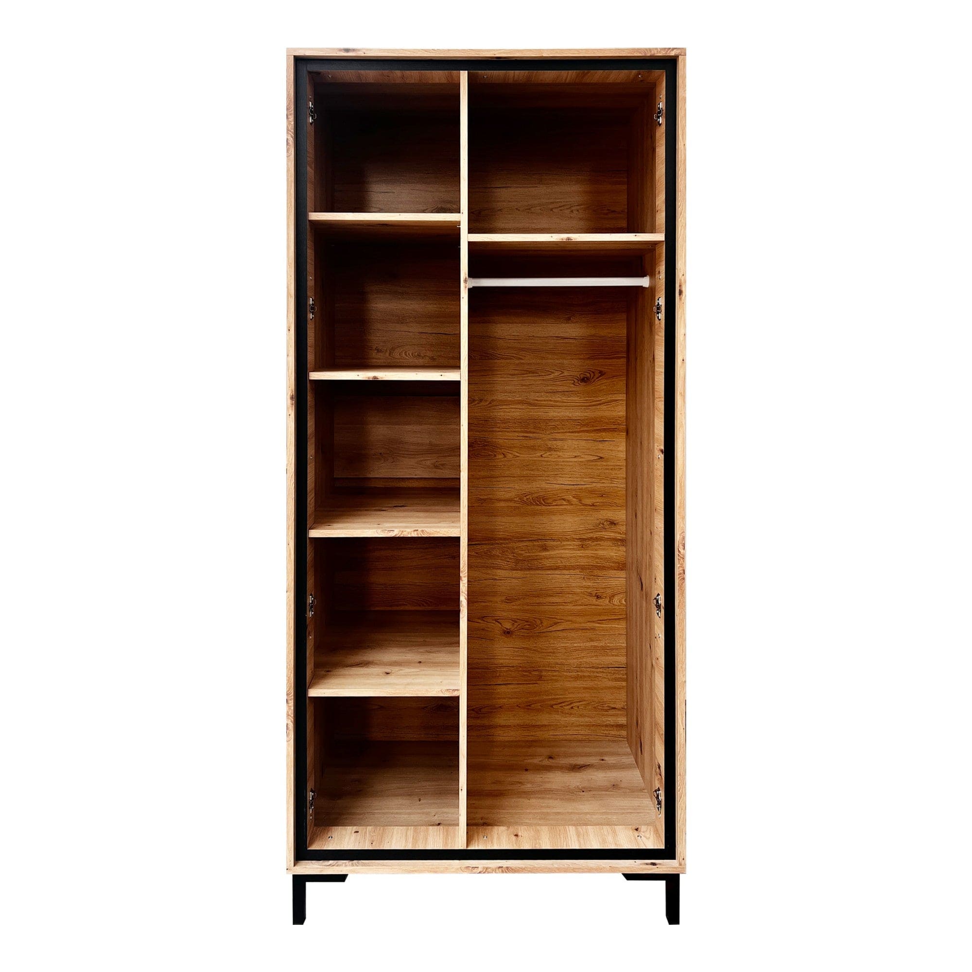 Dulap PARII PA01, stejar artisan/gri, PAL laminat, cu 2 usi, 89x54x196 cm