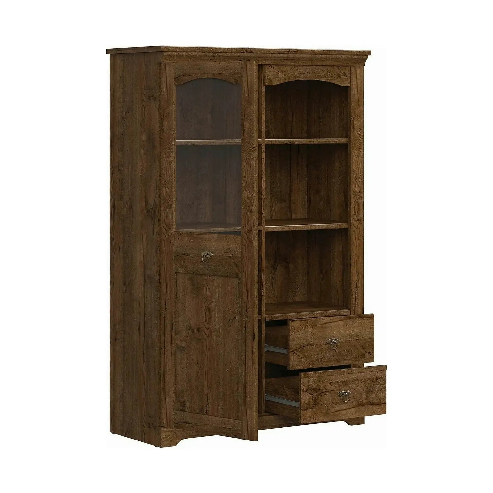 Dulap PATRAS, stejar april, PAL/sticla securizata, cu o usa si 2 sertare, 103x45x159 cm