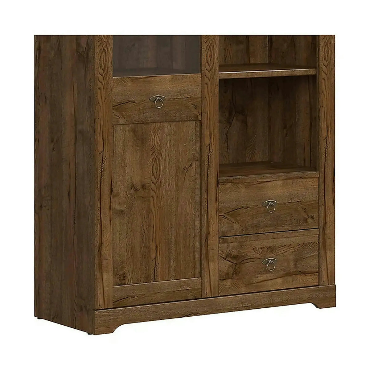 Dulap PATRAS, stejar april, PAL/sticla securizata, cu o usa si 2 sertare, 103x45x159 cm