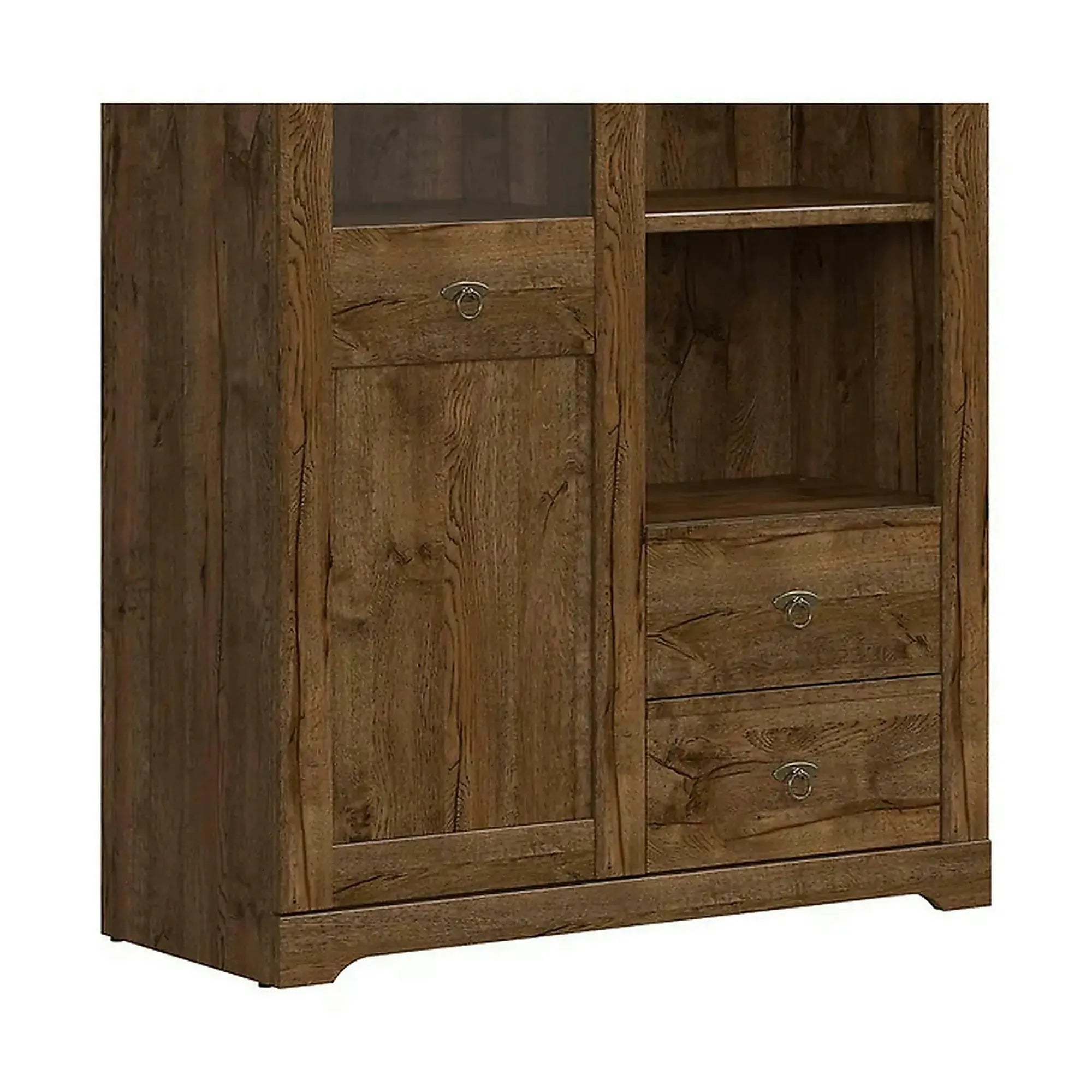 Dulap PATRAS, stejar april, PAL/sticla securizata, cu o usa si 2 sertare, 103x45x159 cm