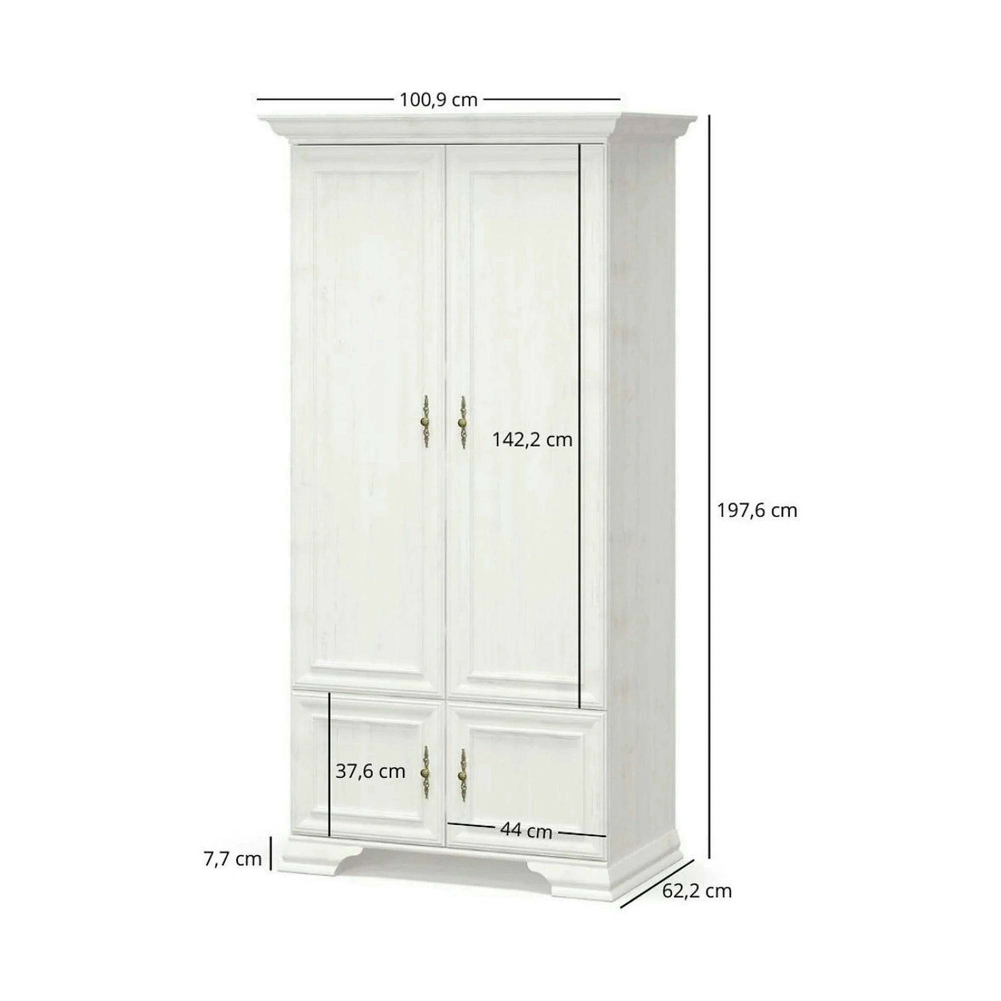 Dulap pin alb anderson IRYS, PAL laminat, cu 4 usi, 101x62x198 cm